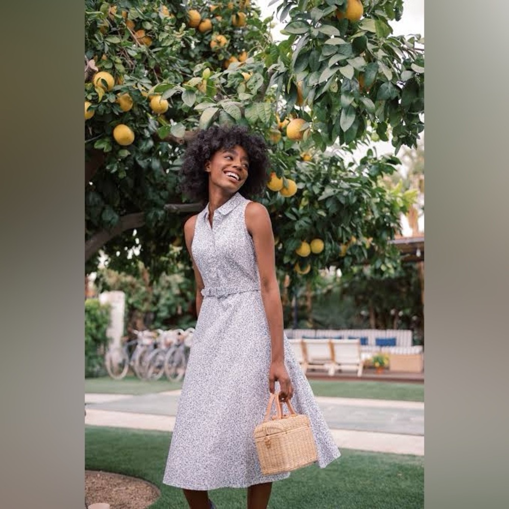 Gal Meets Glam White and Blue Floral Dress